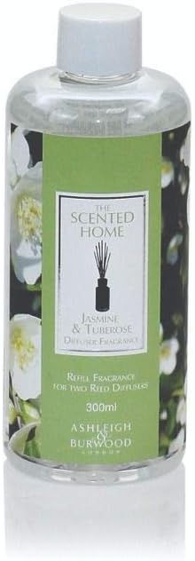ASHLEIGH & BURWOODJasmine & Tuberose 300 ml Diffuser Refill - The Scented Home - Large Reed Diffuser Refill - Up to 6 Months Fragrance - Notes of Jasmine, Tuberose, Orange Flower