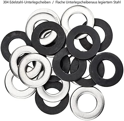 1300 Pcs Flat Washers, Stainless Steel Black/Silver Round Metric Flat Washer M2 M2.5 M3 M4 M5 M6 M8 M10 M12 M14 Assorted Washers Set for Home Decoration Factories Repair Construction