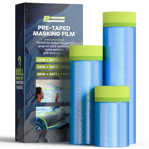 Pre-taped Automotive Masking Film for Painting - 3 Rolls Mixed Size