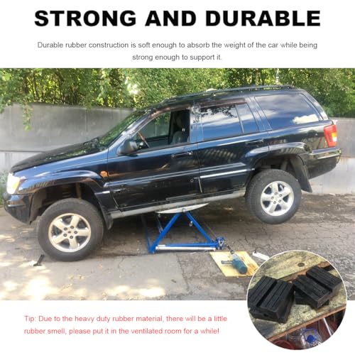 Image of 4 PCS Jack Rubber Pad, Square Floor Jack Pad Adapter Vehicle Repair Tool Universal for Car Lift, Anti-Slip Slotted Frame Heavy Duty Rubber Frame Rail Protector, Car Accessories