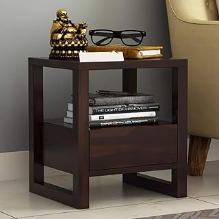 MURALICRAFT Solid Sheesham Wood Bedside Table for Bedroom | Wooden Bed Side Nightstand Lamp Table with Drawer & Open Shelf... Price In India