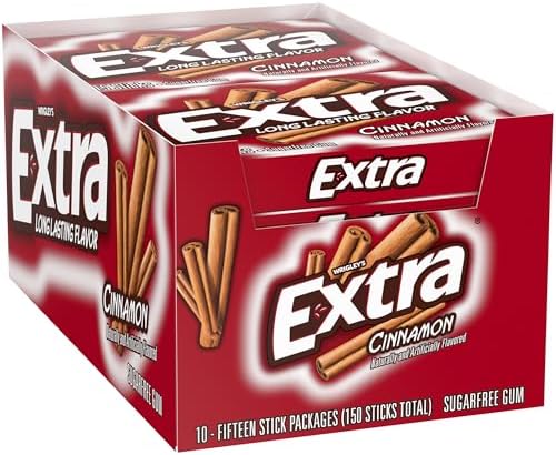 Extra Cinnamon Sugarfree Gum, 15 piece (Pack of 10)