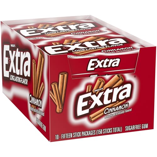Extra Cinnamon Sugarfree Gum, 15 piece (Pack of 10)