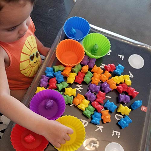 Ensemble de Jouets d'apprentissage Ours de des Couleurs pour Enfants, Formation au Comptage et à la Classification, 60 Pièces pour Salle de Classe de Maternelle (comme montré)