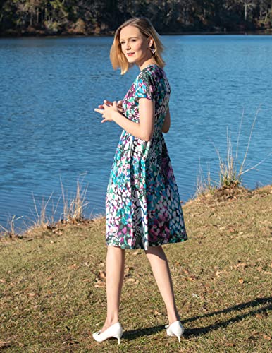 Image of Newshows Women's Pockets Wrap V Neck Floral Summer Vacation Casual Sundress | Wrinkle Free, Stretchy, Summer Beach Floral Sundress 2026, Casual Dress for Vacation, Guaduation, Side Pockets, A-line