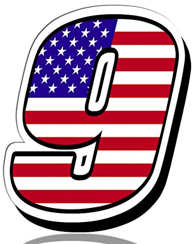 Racing Rally Number 9 Sticker Decal USA Flag N 309