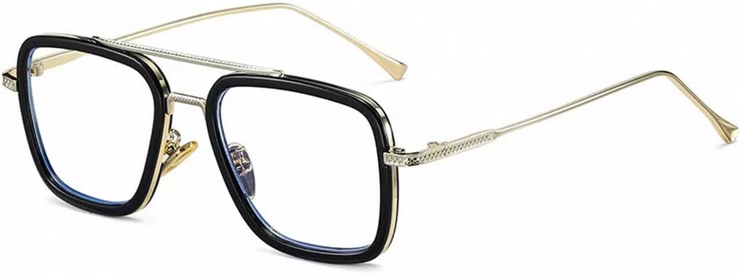 Blue Light Blocking Blue Cut Zero Power anti-glare Retro Square Eyeglasses, Frame for Eye Protection from UV by Computer/Tablet/Laptop/Mobile