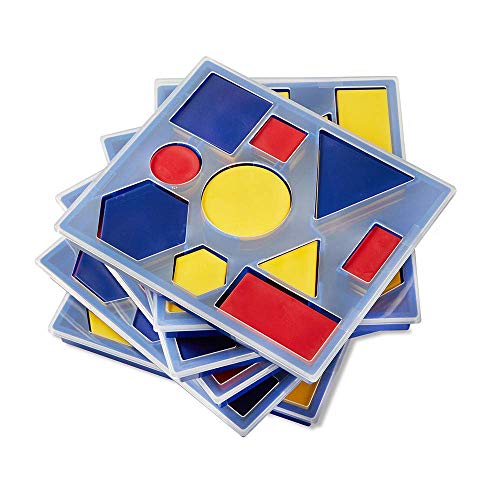 Hand2Mind Plastic Attribute Blocks Classroom Kit, Geometry Set, Preschool Learning, Manipulatives For Preschool, Montessori Math, Shapes For Toddlers, Home Schooling Materials Pre-K (Set Of 6 Trays) #TOP6