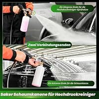 Schaumkanonen-Doppelanschluss-Kit für Hochdruckreiniger - enthält Doppelanschluss, Hochdruckreiniger-Pistole und 5 Hochdruckreiniger-Düsen für die Autowäsche und Reinigung Hochdruck-Waschpistole – Ansicht 6
