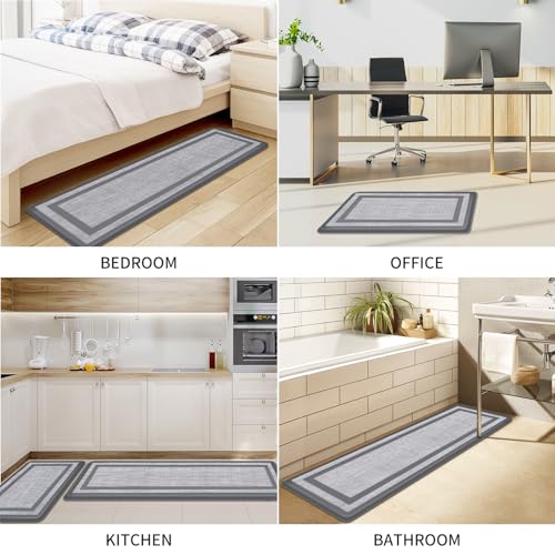 Mattitude Kitchen Mats Set of 2 Cushioned Rugs 0.47 inch Thick Anti-Fatigue Mats for Kitchen Floor,Waterproof Non-Slip Mats and Rugs Set for Office,Floor,Laundry 17.3"×29"+17.3"×59",Grey - Thumbnail 6