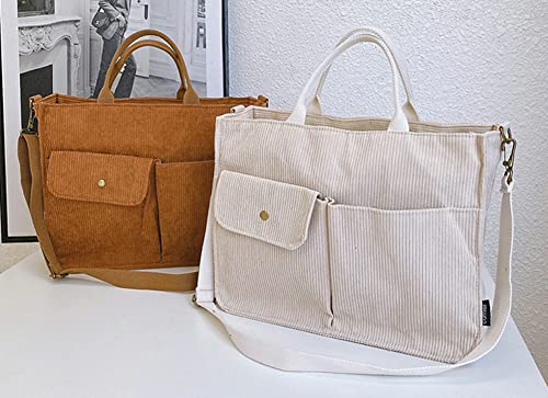 Corduroy Tote Bag For Women Casual Shoulder Handbags Large Hobo Crossbody Bag Large Travel Tote Handbag Purse Satchel Bag #TOP6