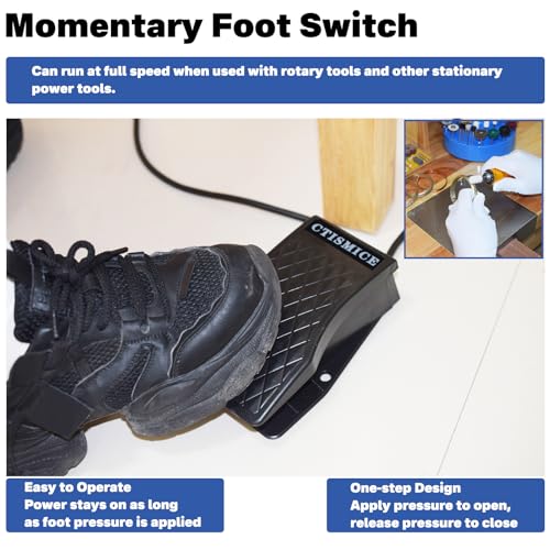 CTISMICE Variable Speed Foot Pedal for Flex Shaft Grinder Motor, Momentary On/Off Switch for Stationary Power Tools and Other Rotary Tool, Foot Switch with Extension Cord