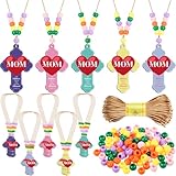 Jetec Juego de 30 juegos de manualidades cristianas para el día de la madre, collar de cuentas para el día de la madre, manualidades, manualidades religiosas, cruz de madera, regalos para mamá, aula