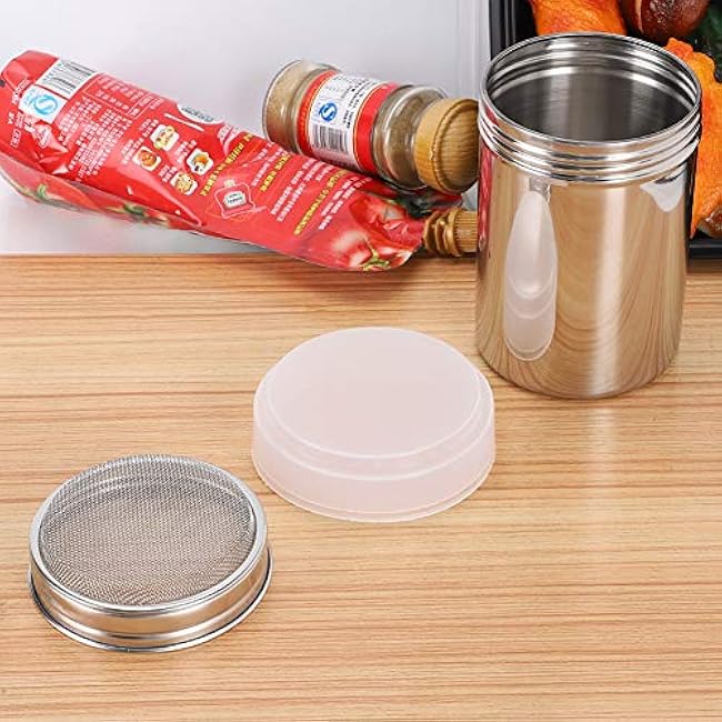Accmor 3 Pack Powdered Sugar Shaker Duster, Cinnamon Shaker Flour Sifter, Fine Mesh Stainless Steel Dredge for Baking Soda Flour Cinnamon Cocoa