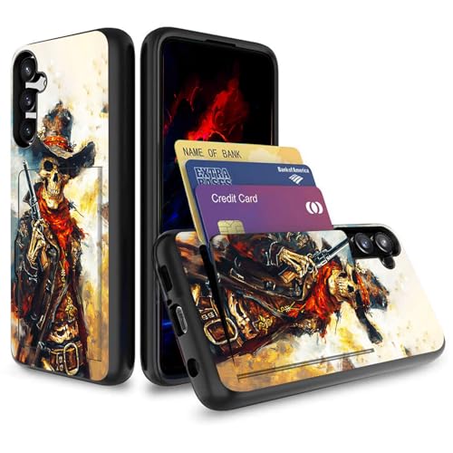 wiaekosef for Galaxy S25 FE Case,Wallet Case Credit Card Holder Dual Layer Hybrid Shockproof PC + TPU Case Cover for Samsung Galaxy S25 FE 6.7" 2025,Cool Skull