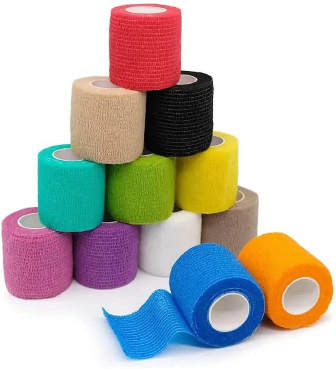12 Pack Self-Adhesive Bandage Wrap, 2 inches 5 yards Vet Wrap for Pets, Horses Legs, and Self-Sticking Bandage wrap to cover Dog Legs wound