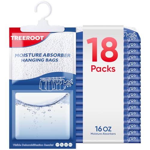18 Pack Moisture Absorbers for Closet, 16OZ Hanging Closet Dehumidifier