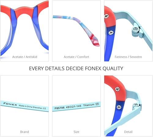 Miniatura 6 de FONEX Acetato Titanio Gafas Marco Hombres Gafas Cuadradas Mujeres Gafas Ópticas Vintage F85786