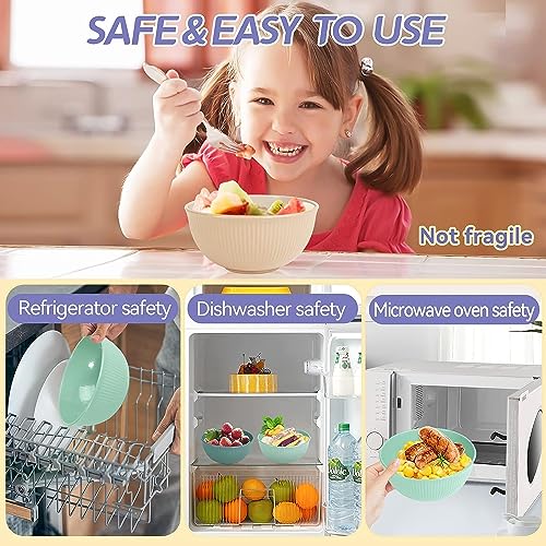 Goevcclei Kunststoffschüssel, 24 Unzen, wiederverwendbare Kunststoffschüssel, Salatschüssel, wiederverwendbar, für Kinder, Erwachsene, BPA-frei (6 Schalen in 6 Farben)