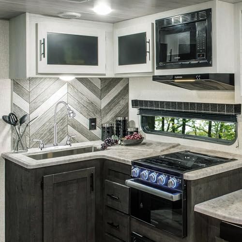 XMK All Metal RV Kitchen Faucet,Camper RV Kitchen Sink Faucet Replacement with Flexible Arc 360 Degree Rotatable Tri-Function Sprayer for Campers,Motorhomes,Travel Trailers,8 Inch 2 Hole