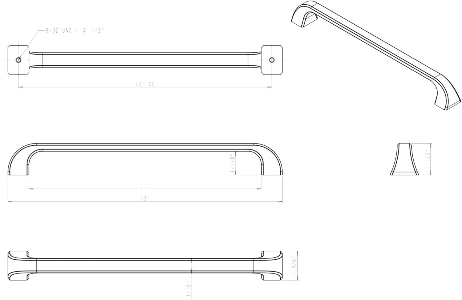 Jeffrey Alexander 972 Marlo Collection Beautiful and Unique Cabinet Handles Pulls (13" Overall Length, Polished Chrome)