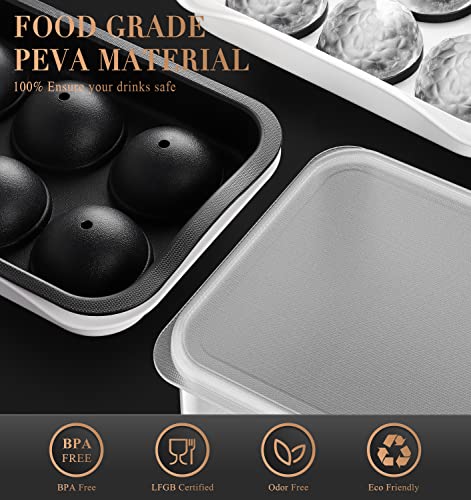 Icexxp Whiskey Ice Ball Maker, 2.2" Round Ice Cube Trays With Lid And Bin, Large Ice Cube Tray With Container, Easy To Fill & Release, Sphere Ice Tray With Ice Bucket & Tong, For Whiskey Cocktails #TOP5