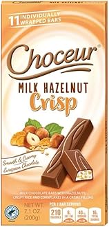 Milk Hazelnut Crisp Smooth & Creamy European Chocolate, Milk Chocolate Bars with Hazelnuts, Crispy Rice and Cornflakes in a Crème Filling 7.1oz (200g)