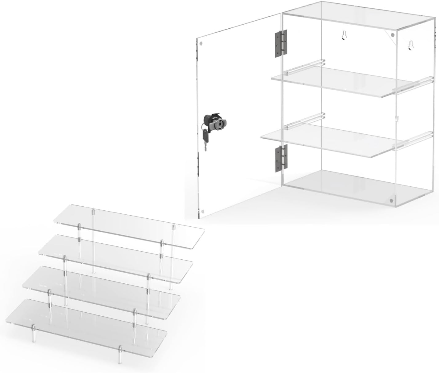 Acrylic Riser with 3 Tier Removable Acrylic Display Case with keys