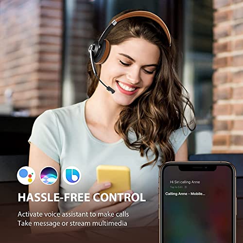 Wireless Headphones With Microphone, Hd Stereo Sound & Noise Isolating Bluetooth Headset With Mute Button, Comfortable 25Hrs Playtime Hands Free On Ear Headphones For Cell Phone Calls Music Work #TOP1