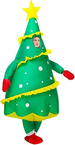 Miniatura 2 de JUROSAICA Disfraz inflable de árbol de Navidad, disfraz inflable de árbol de Navidad para adultos, divertido disfraz de árbol de Navidad verde para