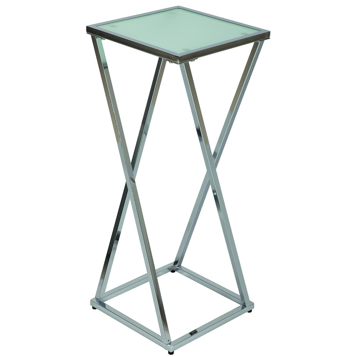 AltoBuy Shane - Sellette H75 cm en Acier Chromé et Plateau en Verre