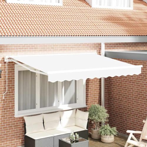 Store banne rétractable blanc 350x200 cm avec toile polyester PU