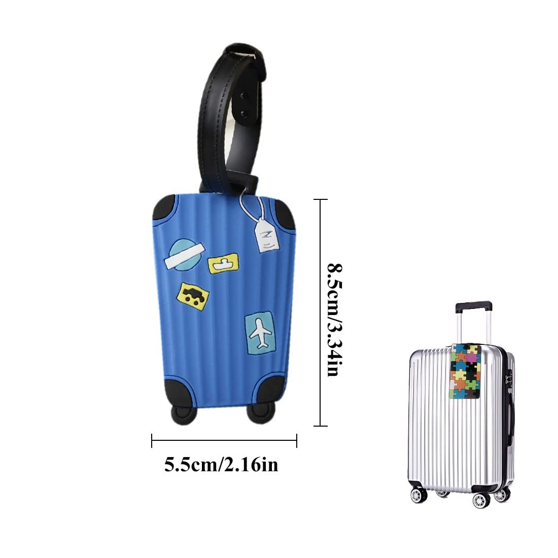 sourcing map Etichette in silicone per bagagli, 9,1 x 5,1 cm, etichette porta carte d'identità, per valigie da viaggio, lettera C, nero, confezione da 2