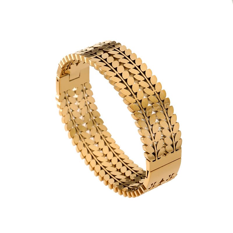 MEENAZ Bracelet for Women | Fashion Golden Broad Wrist Bangle for Women | Anti Tarnish Stylish Cuff Bracelet for Girls | Birthday Gift for Women