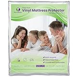 Mars Wellness Waterproof Vinyl Mattress Protector and Cover - Contoured Fitted White Mattress Cover Sheet - 1 Pack - Full