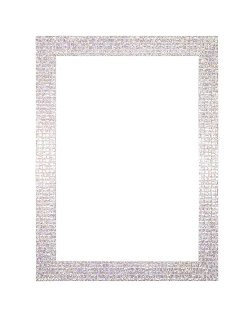 Memory Box Pearl White Bling - Flat Bright Mirror Effect Mosaic Picture/Photo/Poster frame with Perspex Sheet - Moulding 28mm Wide and 16mm Deep - (21.0 x 29.7cm) (8.3" x 11.7") A4