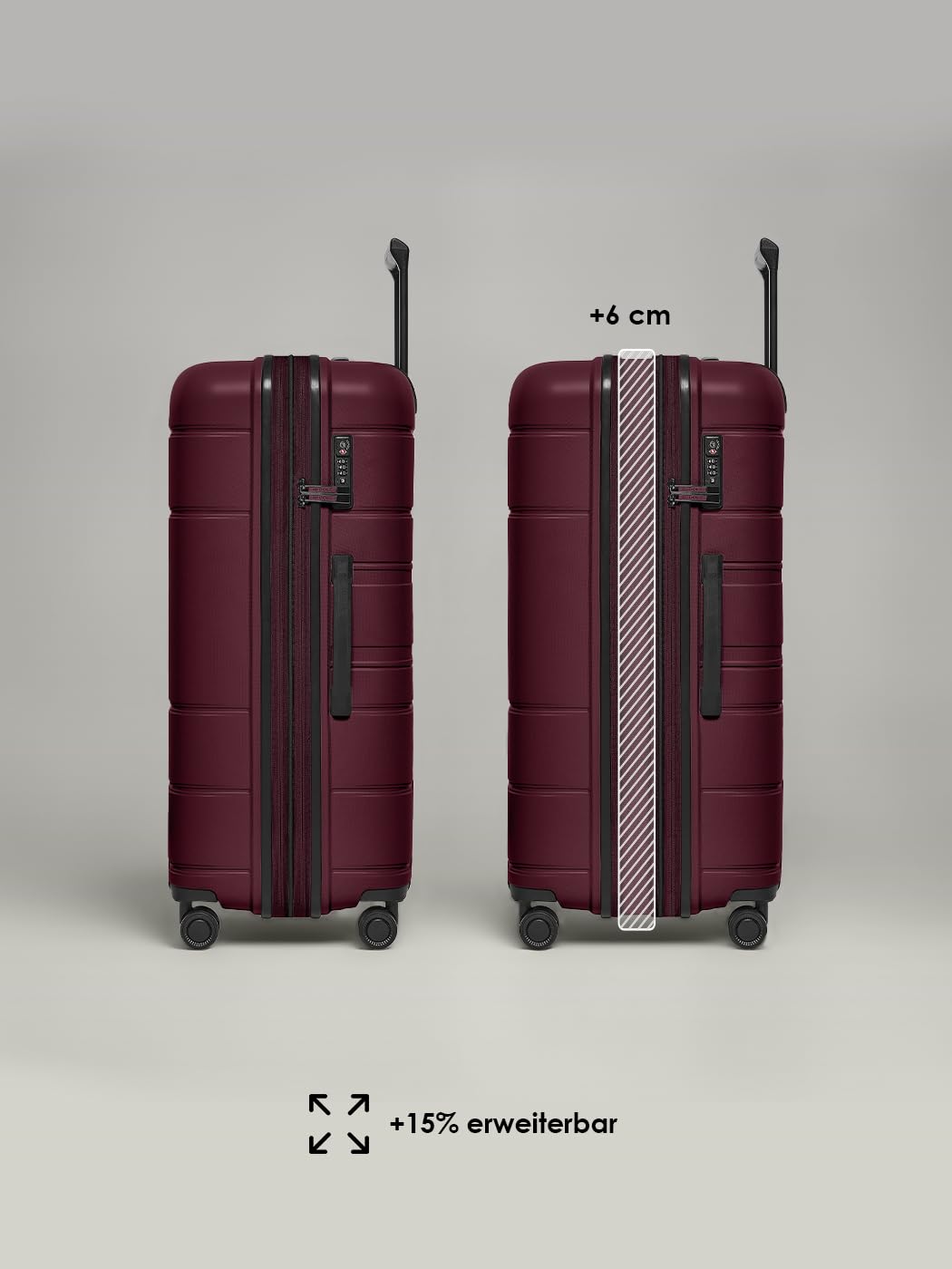 REDOLZ Hartschalen Check-in Koffer | Großer XL Trolley 51 x 32 x 76 cm mit Dehnfalte aus hochwertigem, leichtem Polypropylen | 4 Doppelrollen & TSA (Essentials 11)