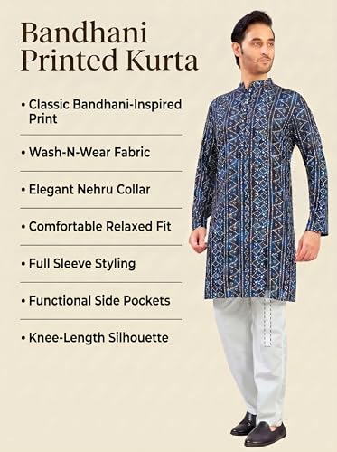 Image of Studio Shringaar Men's Polyester Relaxed Fit Straight Kurta
