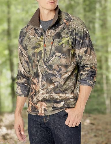 Nomad mens Utility 1/2 Zip | Wind Resistant Pullover Hunting Jacket, Mossy Oak Droptine Camo, X-Large