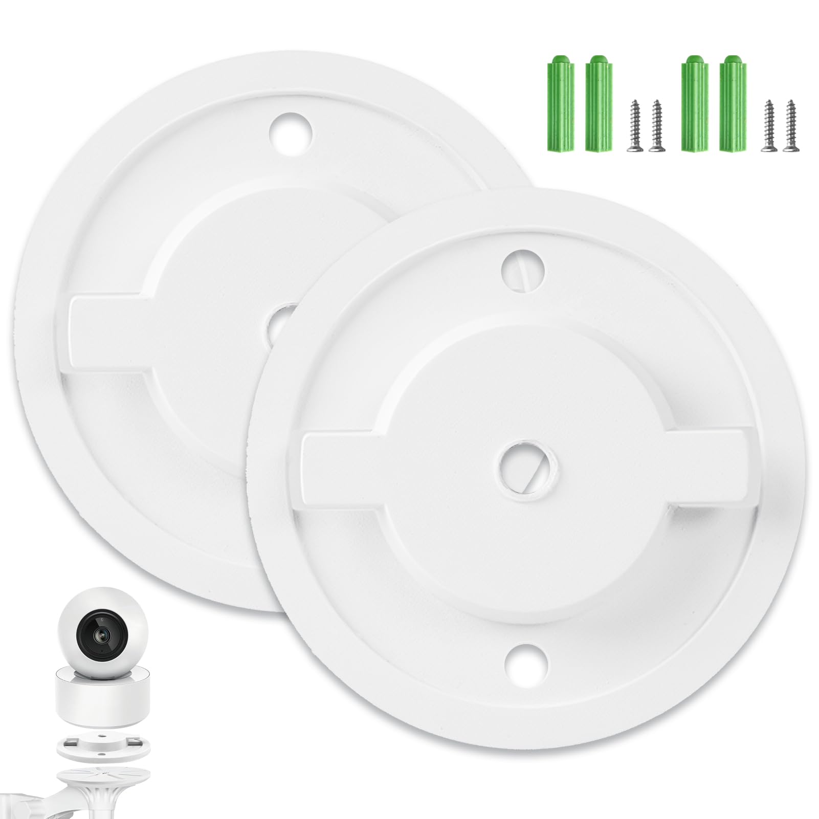 Soportes Cámara Vigilancia WiFi Interior 55 mm para Tapo C200 C210 IPC40C IPC42C TPC42EW IPC43AN IPC43AW MIPC451, Lote de 2 Soportes Kit para Cámara Domo Bases de Montaje Mural Accesorio