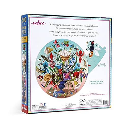 Rompecabezas circular de 500 piezas eeBoo - Crazy Bug Bouquet para adultos, diámetro de 23 pulgadas, fabricado con cartón reciclado y tinta vegetal miniatura 3