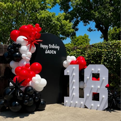 Image of Black Red Confetti Balloons, 60 Packs 12 Inch Black Red Party Balloons with Ribbons for Men Women Birthday, Wedding, Bridal Shower, Graduation, Casino Theme Party Decorations