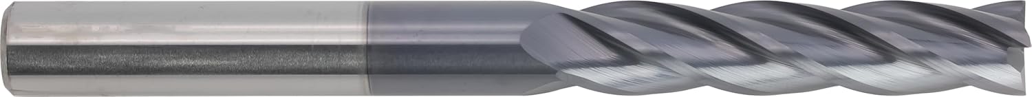 CME 5 pcs Micrograin Carbide End Mills, Square Nose, TiAlN Coated, 3/8" Mill Diameter, 1 3/4" Length of Cut, 4" Overall Length, 4 Flute, Center Cutting