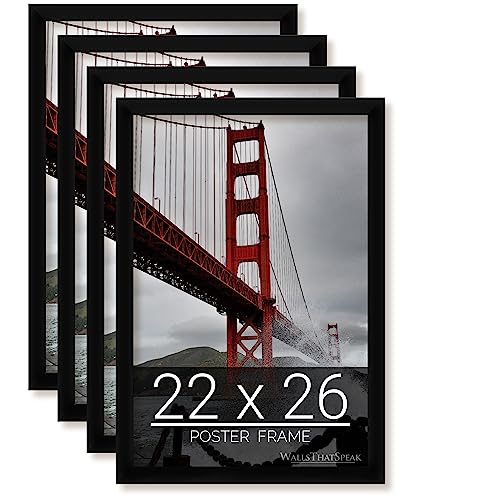 wallsthatspeak 22x26 Black Picture Frame for Puzzles Posters Photos or Artwork, Set of 4