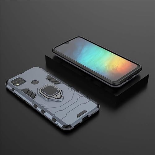 Miniatura 5 de Compatible con Redmi 9C Case, Metal Ring Grip Kickstand Bumper (Funciona con soporte magnético para automóvil) Cubierta resistente de doble capa