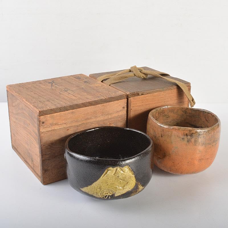 茶道具 古い赤楽茶碗 黒楽茶碗 2点まとめて M R6786 - WWW