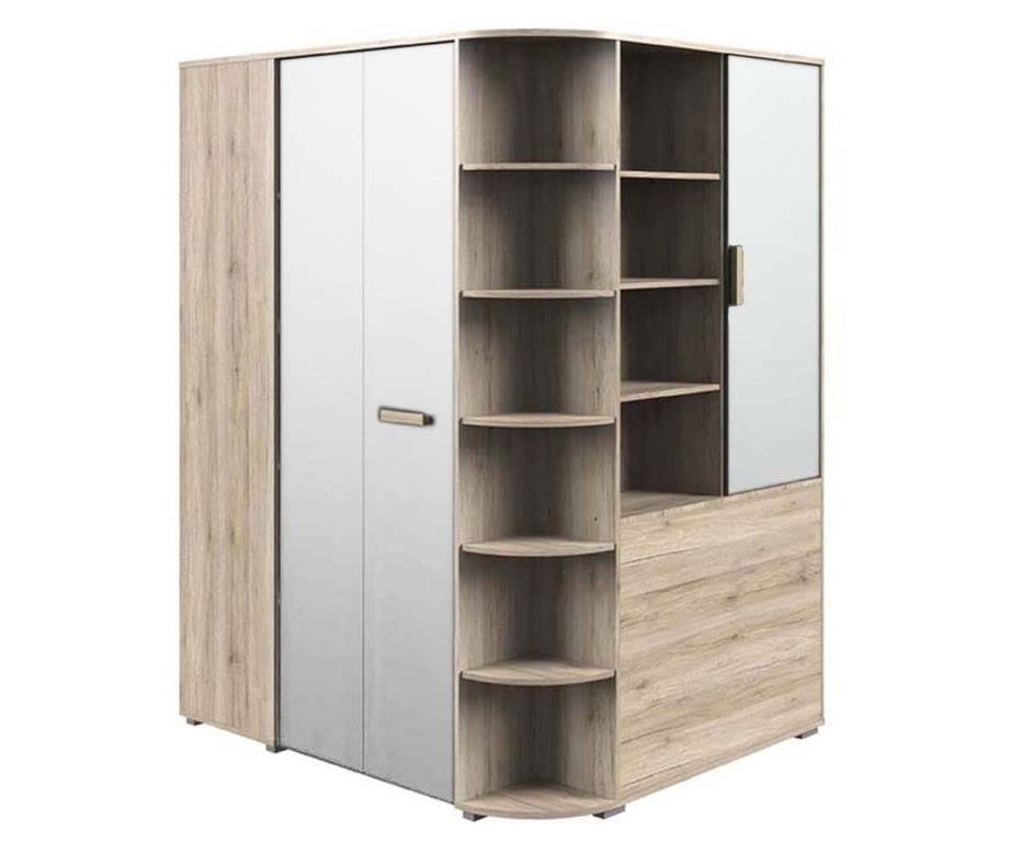 Froschkönig24 Cariba Eckschrank Kleiderschrank mit Falttüren,begehbar San...