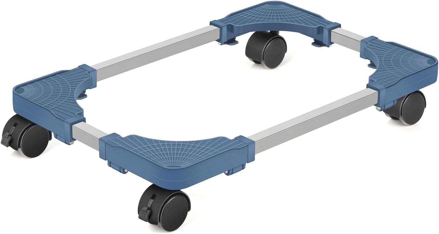 Liitrton Mobile CPU Stand, Adjustable Computer Tower Stand with 4 Locking Casters,Ventilated PC Stand for Floor with Multiple Colors, Fits Most PC Tower Under Desk Stand for Office Gamers (Blue)