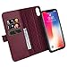 Zover Compatible with iPhone Xs/X Case Detachable Genuine Leather Wallet Case Support Wireless Charging Magnetic Car Mount Holder Kickstand Feature Magnetic Closure Gift Box Wine Red