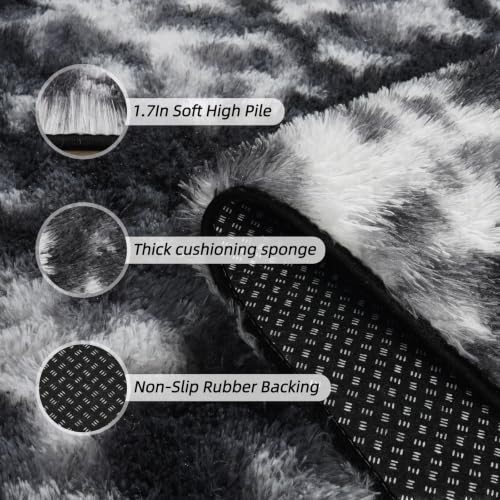 PIPABOBO Black and White Rug for Living Room, 9x12 Fluffy Shaggy Area Rugs by PIPABOBO - Used condition - Image 2